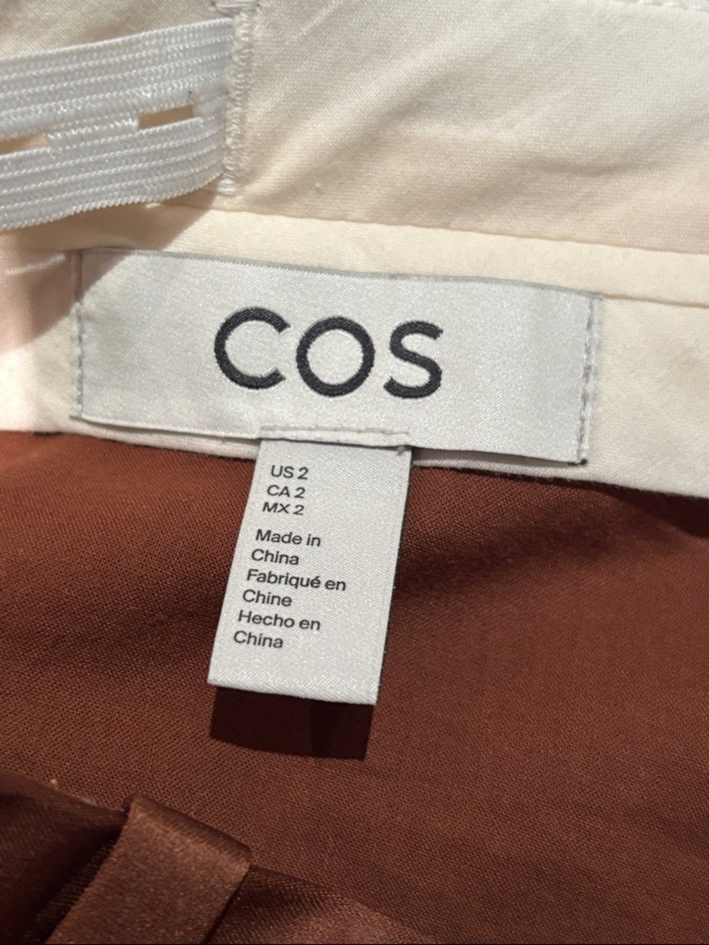 COS Wide-Leg High-Rise satin Trousers in Brown in size 2 - Picture 2 of 10